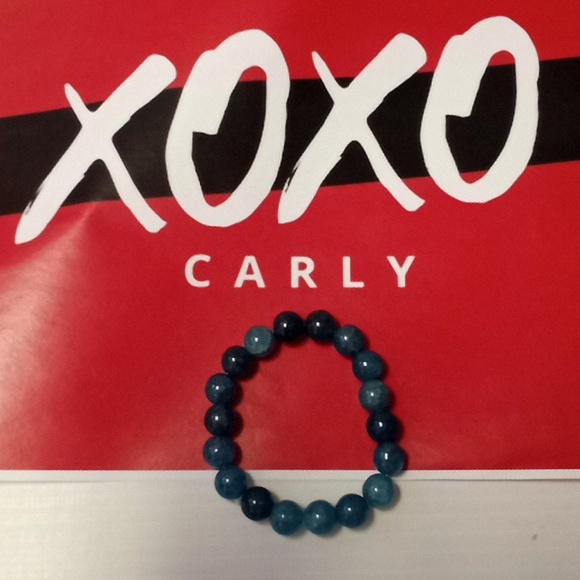 Blue Aventurine Crackled Agate 10 MM Bead Stretch Bracelet - Picture 8 of 8